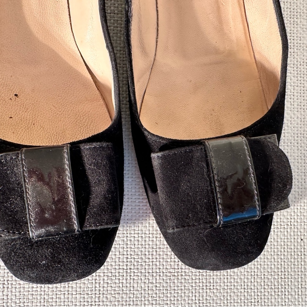 LK Bennett black suede flats with Bow Detail